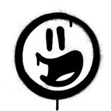Fototapeta Młodzieżowe - graffiti excited emoticon sprayed in black over white