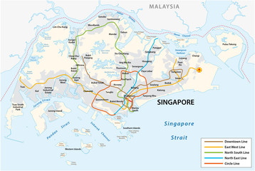  Republic of Singapore vector metro map