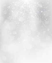 Vector Silver Background With Rays,  Lights And Stars.
