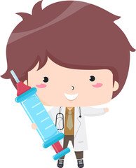 Wall Mural - Kid Boy Doctor Toy Syringe Illustration