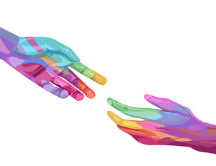 Wall Mural - Hands Colorful Reach Illustration