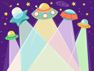 Canvas Print - Outer Space Ufo Space Ships Illustration