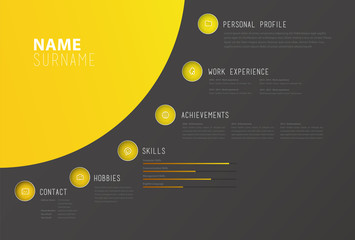 Creative simple cv template with colorful circles shapes.