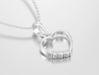 3D illustration white gold or silver diamond heart necklace on chain