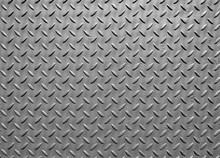 Grey Steel Metal Plate With Painted Surface And Industrial Diamond Pattern Texture