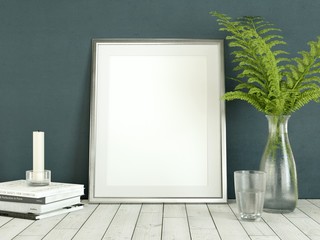 Wall Mural - Poster product design styled mockup. Empty frame mockup.