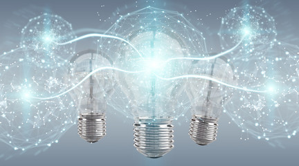 Aufkleber - Bright lightbulb illuminating other bulbs 3D rendering