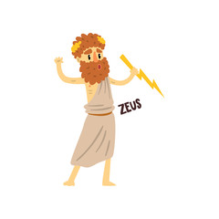 Wall Mural - Zeus supreme Olympian Greek God, ancient Greece mythology character character vector Illustration on a white background