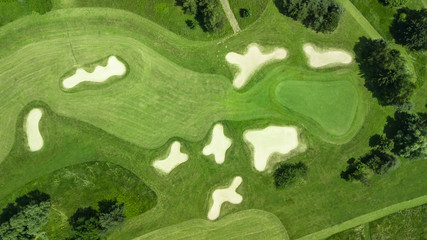 Drone view of a golf course