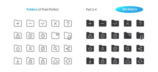Fototapete - folders ui pixel perfect well-crafted vector thin line and solid icons 30 2x grid for web graphics a