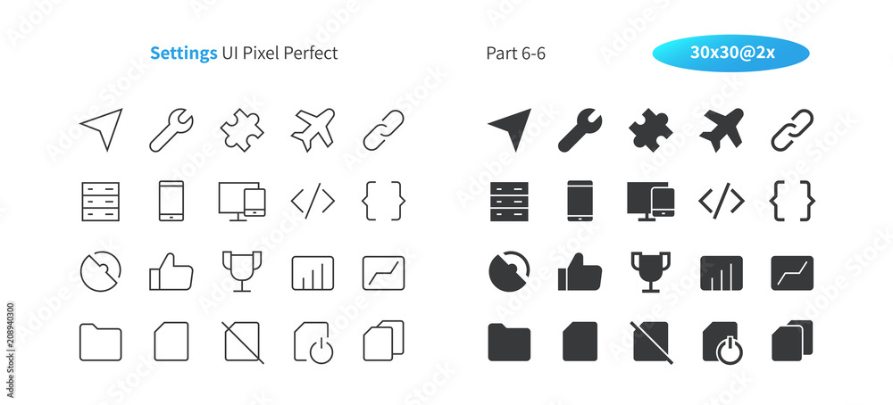 Settings UI Pixel Perfect Well-crafted Vector Thin Line And Solid Icons ...