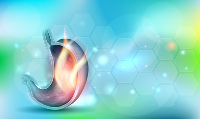 Stomach disorder abstract design, fire inside of the stomach