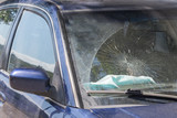 Broken car glass