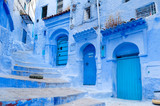 Fototapeta Uliczki - Street landscape of the of old historical medieval city Сhefchaouen in Morocco. Blue town village narrow streets of medina