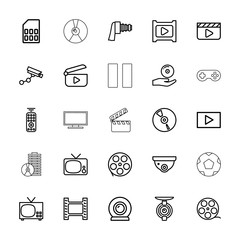 Poster - Collection of 25 video outline icons