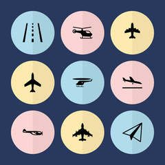 Poster - Set of 9 aviation filled icons