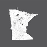 Fototapeta  - U.S. states - map of Minnesota. Please look at my other images of cartographic series - they are all very detailed and carefully drawn by hand WITH RIVERS AND LAKES.