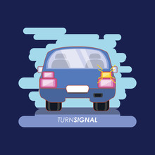 Car With Turn Signal Vector Illustration Design