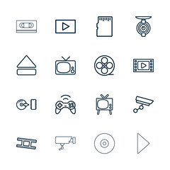 Poster - Collection of 16 video outline icons