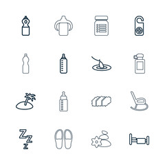 Sticker - Collection of 16 relax outline icons