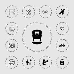 Sticker - Collection of 13 kid filled and outline icons