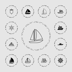 Canvas Print - Collection of 13 sail filled and outline icons