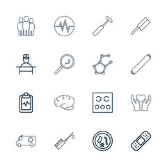 Poster - Collection of 16 medicine outline icons