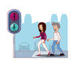 © djvstock - security of pedestrian in the road vector illustration design