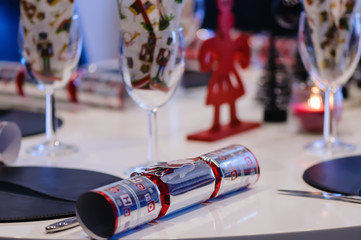 Wall Mural - Christmas cracker on a table ready for Christmas Day Dinner