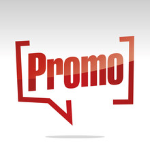 Promo In Brackets White Red Isolated Sticker Icon