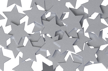Fototapete - Silver Stars pattern isolated on white background.