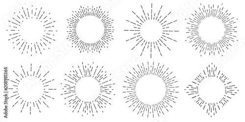Cuadros en Lienzo Creative vector illustration of geometric hand drawn sun beams isolated on background