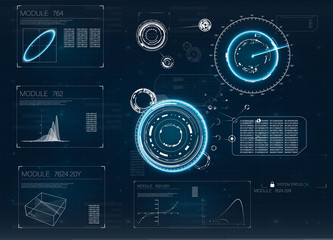 Aufkleber - Hud for computer game design. Digital radar screen. Future technology display design. 