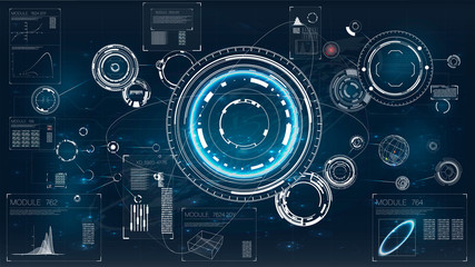 Aufkleber - Hud. Icon with hud. Futuristic interface element. Digital radar screen. Hud technology innovation. 