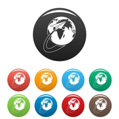 Sticker - Around the world icon. Simple illustration of around the world vector icons set color isolated on white