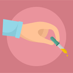 Canvas Print - Pipette in hand icon. Flat illustration of pipette in hand vector icon for web design