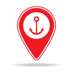 Poster - marina map pin icon. Element of warning navigation pin icon for mobile concept and web apps. Detailed marina map pin icon can be used for web and mobile