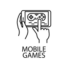 Fototapete - mobile games outline icon. Element of gaming outline icon for mobile concept and web apps. Thin line mobile games outline icon can be used for web and mobile