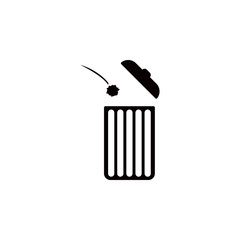 Poster - throw garbage in the trash can icon. Element of education icon for mobile concept and web apps. Detailed throw garbage in the trash can icon can be used for web and mobile