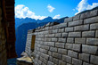 Wall and Brilliant Blue Sky in Machu Picchu, Peru