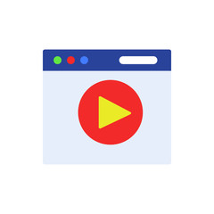 Aufkleber - video player in browser flat icon. Element of programming colored icon for mobile concept and web apps. Detailed video player in browser flat icon can be used for web and mobile
