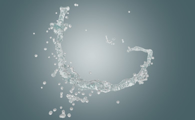 Papier Peint - 3D render of water splash in line with clipping path