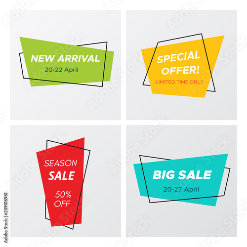 Fotografie, Obraz Set of flat abstract sale banner in modern style
