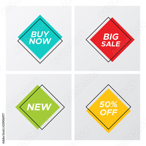 Set Of Flat Abstract Sale Banner In Modern Style Hipster Graphic