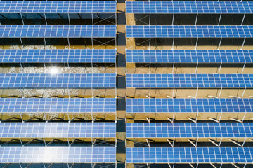 Wall Mural - aerial view of solar power panels