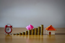 Saving Money For Real Estate With Buying A New Home And Loan For Prepare In The Future Concept.