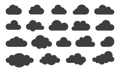 Fototapete - Clouds vector web icons silhouette