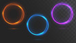 Set of glowing circles. Round frames