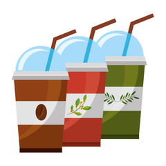 Wall Mural - disposable coffee and tea cups and straws drink vector illustration