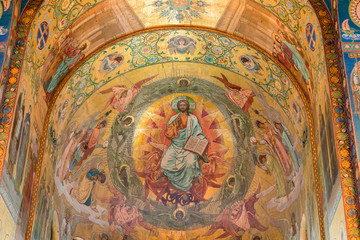 RUSSIA, SAINT PETERSBURG - AUGUST 18, 2017: Interior of Church of the Savior on Spilled Blood in Saint Petersburg, Russia